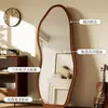 Espejo de cuerpo entero vintage estilo francés, espejo de pie para uso doméstico, espejo de tocador irregular de diseñador, espejo grande de alta gama para probadores de influencers