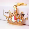 Chaveiro de carro de cristal com coroa de diamante criativa da moda, pingente de acessórios para bolsa feminina, chaveiro atacado 776
