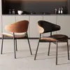 Silla de Comedor de Lujo Ligero Estilo Italiano, Silla de Oficina Minimalista de Diseñador, Silla de Madera Maciza Estilo Vintage Curvado para Área de Reuniones de Cafetería