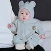 Mono de bebé Otoño Invierno Estilo Nuevo Ropa de Abrigo Ropa para Gatear Cremallera de Forro Polar Traje Grueso Cálido de una Pieza para Uso en Exteriores