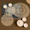 Posavasos Redondo Bordado Antideslizante Aislante Térmico de Lujo Ligero, Tapete Bordado para Tazón, Tapete Decorativo para Mesita de Noche, Tapete de Mesa Estilo Étnico