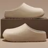Pantuflas de Cuero y Algodón Impermeables para Mujer, Uso en Casa en Invierno, Calidez con Felpa Adicional, Pantuflas de Punta Cerrada, Se Pueden Usar Afuera, Antideslizantes, Suela Gruesa, Pantuflas de Felpa de Algodón