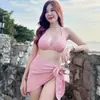 Versão Coreana de 2026 do Biquíni Ins de Três Peças Colorido Doce, Maiô Sexy Puro Desejo Dopamina Doce para Férias