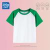 Seleção rigorosa de camiseta raglan de manga curta de algodão penteado 65 de 180 gramas para crianças, grupo de vestuário de classe, vestuário pai-filho, impressão de logotipo personalizado