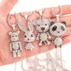 2022 Novo Luxo Leve Pingente Completo de Diamante Tigre Coelho Urso Colar de Aço Titânio Hip Hop Corrente para Casal Acessórios Tendência