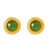 Pendientes con forma de huevo de jade y jaspe hetiano natural de Fujian y Guangdong para mujer, de plata de ley S925, nuevos pendientes chinos de temperamento simple y versátiles