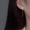 Pendientes de Aro con Gancho de Plata S925 para Mujer Verano 2025 Estilo Niche Pendientes Largos Elegantes con Flecos al por Mayor Estilo Lujo Ligero