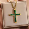 Colgante Cruzado de Piedra Shoushan Ojo de Tigre Europeo y Americano Cadena Cuadrada de Acero Inoxidable Collar Joyería para Hombres y Mujeres Venta al por Mayor
