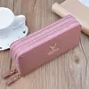 Cartera de Nuevo Estilo para Mujer con Doble Cremallera, Bolso Clutch Largo, Patrón Pebbled Sencillo a la Moda, Gran Capacidad, Doble Capa, Bolso para Teléfono Móvil