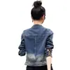 Jaqueta Jeans Feminina 2025 Primavera e Outono Nova Moda Estilo Coreano Versátil Gola Alta Casual Elegante Jaqueta Curta Outro
