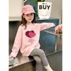 Camiseta de Manga Larga de Algodón Puro de Corte Holgado para Niñas, Nuevo Estilo Versátil Casual de Cuello Redondo, Moda para Niños Mayores, Primavera y Otoño 2026