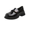Novos Mocassins Estilo Britânico de Primavera com Moedas Douradas, Saltos Grossos, Solas Macias, Solas Grossas, Sapatos Pequenos de Couro para Mulheres