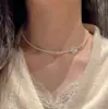 Collar Romántico Estilo Francés de Flor de Concha y Pétalo con Perlas, Cadena para Clavícula, Gargantilla de Cuentas de Arroz