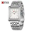 Nuevo Reloj de Mujer Ofns Popular Versátil con Esfera de Tachuelas, Simple Cuadrado Banda Sólida de Acero Reloj de Cuarzo