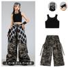 Roupa de Dança Jazz Infantil Camuflada Fashionável para Meninas Colete Preto Traje de Dança Meninas de Jazz Hip-Hop Roupas Tendência
