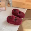 Zapatos de Felpa de Algodón para Bebé Invierno Más Terciopelo Cálido Suela Suave Antideslizantes Zapatos de Piel para Niñas Interior Hogar Mary Jane Zapatos de Invierno