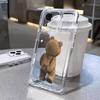Funda de Teléfono de Oso de Peluche Linda de Dibujos Animados Estilo Ins Japonés y Coreano Adecuada para Apple 17Pro Nuevo Modelo Iphone15 Transparente 14Pm