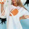Venda Quente Transfronteiriça Moda Europeia e Americana Lantejoulas Uniformes Casuais Uniformes de Cheerleading Rugby Tops Femininos Camiseta Longa 3604