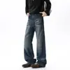 Estilo Americano Patrón Bigotes de Gato de Agua Micro Campana Jeans para Hombre Otoño Marca de Moda Calle Alta Travieso Atractivo Retro Versátil Pierna Ancha Pantalones Largos