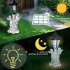 Farola Romana de Ángel de Resina Alimentada por Energía Solar Decoración Exterior para Jardín de Villa Cabezal de Lámpara Hexagonal Adorno para Césped