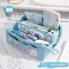 Estuche para lápices transparente resistente a la suciedad Estilo simple Ins Estuche de papelería de alto valor Gran capacidad Capacidad gigante Bolsa de papelería para estudiantes de primaria