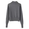 Atacado Transfronteiriço Verão 2025 Novo Estilo Europeu e Americano Feminino Curto Gola Alta Cintura Curta Zíper Cardigan de Tricô
