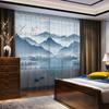 Novas Cortinas Estilo Chinês com Pintura de Paisagem a Tinta para Sala de Estar, Escritório, Quarto, Janela de Canto, Cortinas Transparentes Semi-Blackout de Teto a Chão
