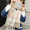 Bufanda a cuadros de Amazon para mujer, estudiante de invierno, nueva, estilo coreano, chal con borlas versátil, estilo cachemir, lote de fábrica