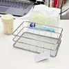 Cesta de Armazenamento de Ferro Estilo Simples e Luxuoso, Cesta de Armazenamento de Metal com Fundo de Tela para Mesa, Cesta de Armazenamento de Metal Criativa