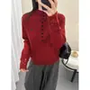 Hz Produtos Europeus 2025 Inverno Novo Estilo Gola Alta Meia Decote Crochê Tricô de Lã Slim Fit Versátil Malha Base