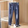 Jeans Casuales de Otoño e Invierno para Hombre, Corte Delgado Juvenil, Ligeramente Elásticos, Sin Arrugas, Pantalones Rectos 02810 con Forro Polar