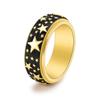 Joyería Retro Europea y Americana Personalidad Original Estrella Pentagonal Anillo Giratorio de Acero de Titanio Estilo ins para Hombres y Mujeres Anillo de Descompresión