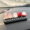 Placa de número de teléfono para coche, todo va bien, placa de número de aparcamiento temporal, decoración creativa para coche con diseño de lichi luminoso