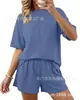 Conjunto de Loungewear Feminino Novo Verão 2026 Europeu e Americano Transfronteiriço, Conjunto de Duas Peças com Top Casual de Cor Sólida e Shorts, Pode Ser Usado Fora