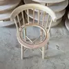 Silla Windsor simple de madera maciza, silla de comedor nórdica de ratán natural vintage con respaldo, sillón de princesa para ocio en el balcón, maquillaje