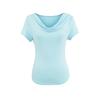 Estilo Maduro Ligero Top de Manga Corta con Cuello Oscilante Verano Nuevo Ajustado Adelgazante Cintura Hombro Camiseta Color Caramelo Camiseta Básica