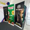 Póster de tela de satén para exportación de comercio exterior, soporte de banner enrollable de aleación de aluminio con forma de gota de agua, soporte de exhibición retráctil, tablero de exhibición publicitaria de pie