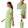 Traje de quirófano de dos piezas con escote en V de Tiktok, hecho a medida según dibujos, uniforme de médico de clínica, ropa médica de comercio exterior