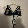 Biquíni Sexy de Alça Cor Sólida com Strass Cruzado Europeu e Americano Roupa de Praia de Verão Cobertura com Cadarço Estética Gótica Colete