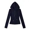 Ry25246-25 Nuevo Estilo de Invierno Chaqueta Deportiva Corta con Cremallera Americana Sudadera con Capucha de Terciopelo Ajustada para Mujer Yoga