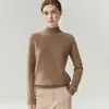Suéter de Cashmere Feminino Baicaierong Outono/Inverno 2026 com Gola Meia Alta, Design Versátil, Tricô de Lã