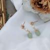 Pendientes retro de estilo chino con perlas y piedra lunar, temperamento suave, dulces, frescos y de gran sentido.