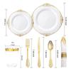 Fiesta Caliente Transfronteriza Cuchillo y Tenedor Cuchara Desechable Juego de Plato con Relieve 175 Piezas Juego Vajilla Plato con Relieve Negro