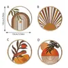 Posavasos de Madera Estilo Bohemio Abstractos Creativos Sol Arcoíris Aislantes de Calor Tapetes para Té Artísticos en Tonos Tierra