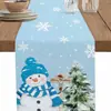 Venta Caliente Transfronteriza Mantel con Estampado de Muñeco de Nieve y Reno Navideño Mantel Individual de Lino para Mesa de Comedor del Hogar de Invierno Decoración Festiva