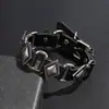 Pulsera Ajustable Turquesa Estilo Punk para Hombre, Pulsera de Cuero Genuino con Conector de Cabeza de Bala, Transfronterizo