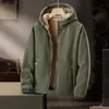 Chaqueta de lana gruesa y cálida para hombre, nueva, de otoño e invierno, informal, con capucha y forro polar de cordero