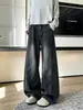 Jeans de pierna ancha, jeans de pierna curva, azul retro para hombre, estilo americano de alta costura de otoño, marca de moda, corte holgado, pantalones de pierna recta, diseño limpio
