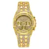 Relógio Masculino Cross Hot Selling Hip Hop Quartzo Pulseira de Aço Inoxidável Octogonal com Rebites Strass Incrustados Liso Relógio de Quartzo Cubano