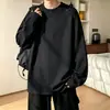 Batterup2025 Nuevas Llegadas Primavera/Verano Top Cuello Redondo Estilo Japonés Tejido de Gofre Casual Holgado Manga Larga Camiseta Marca de Tendencia para Hombre